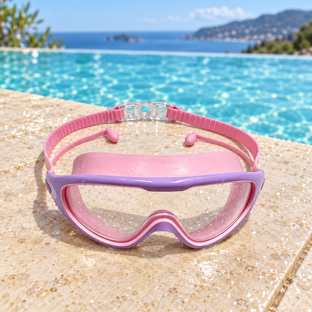 PIKANOVA Kids’ Anti-Fog, Leak-Resistant, Wide-Frame Swimming Goggles with Earplugs